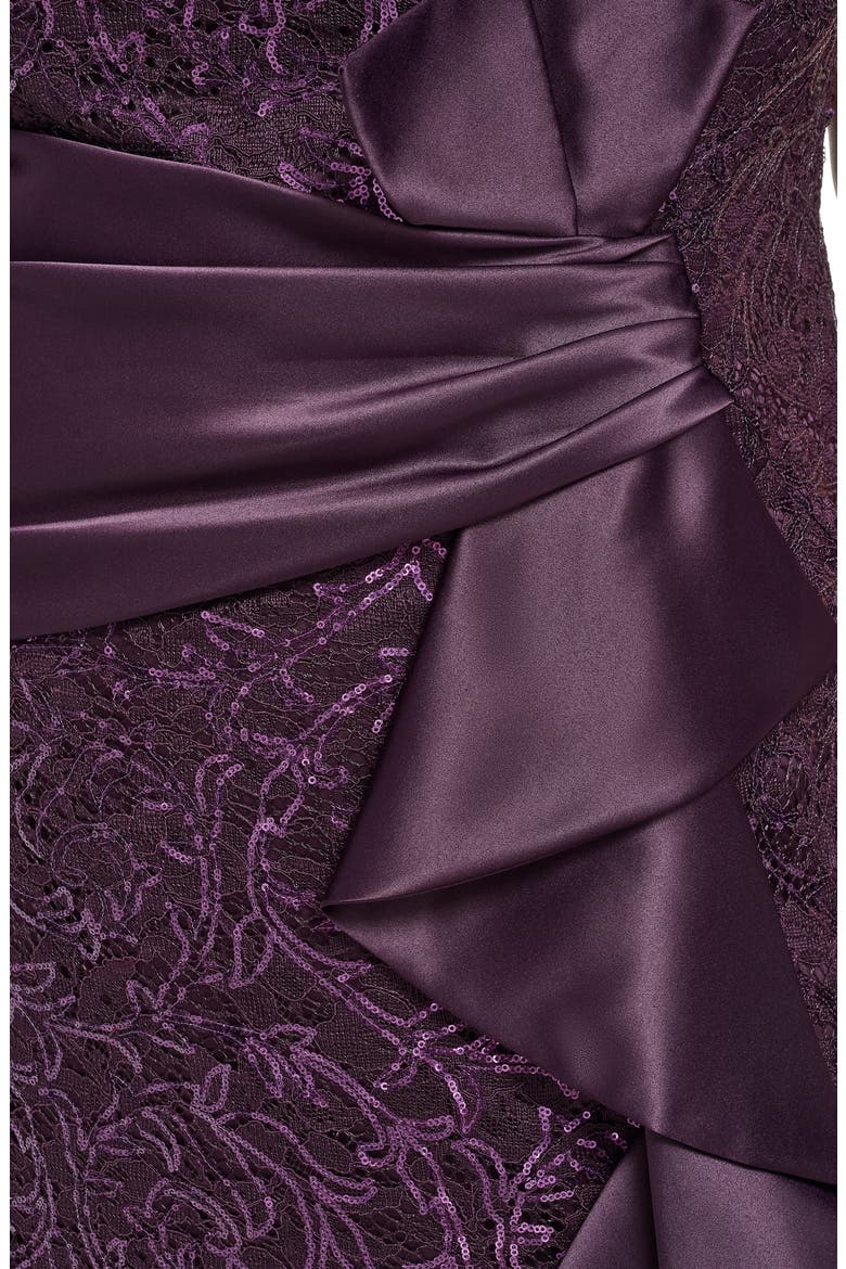 Sleeveless Sequin Ruffle Gown, Alternate, color, PLUM