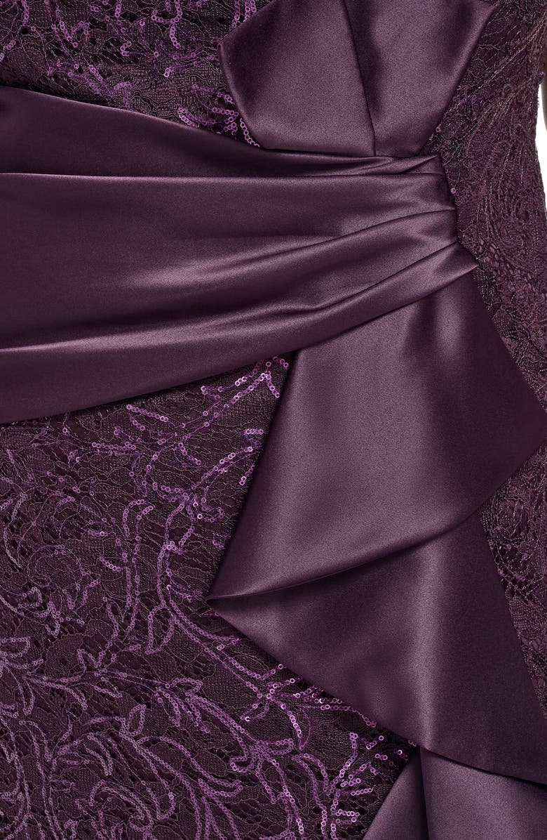 Eliza J Sleeveless Sequin Ruffle Gown, Alternate, color, Plum