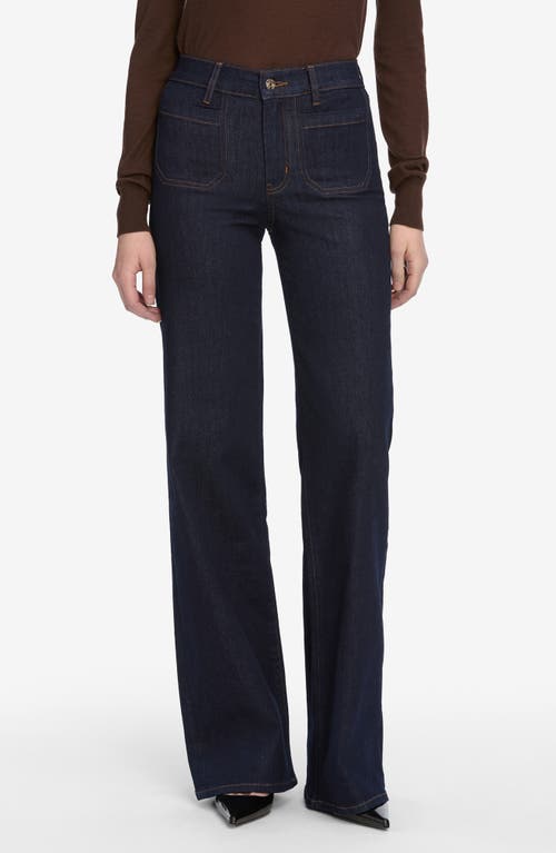 Frame Le Slim Palazzo Patch Pocket High Waist Wide Leg Jeans In Blue
