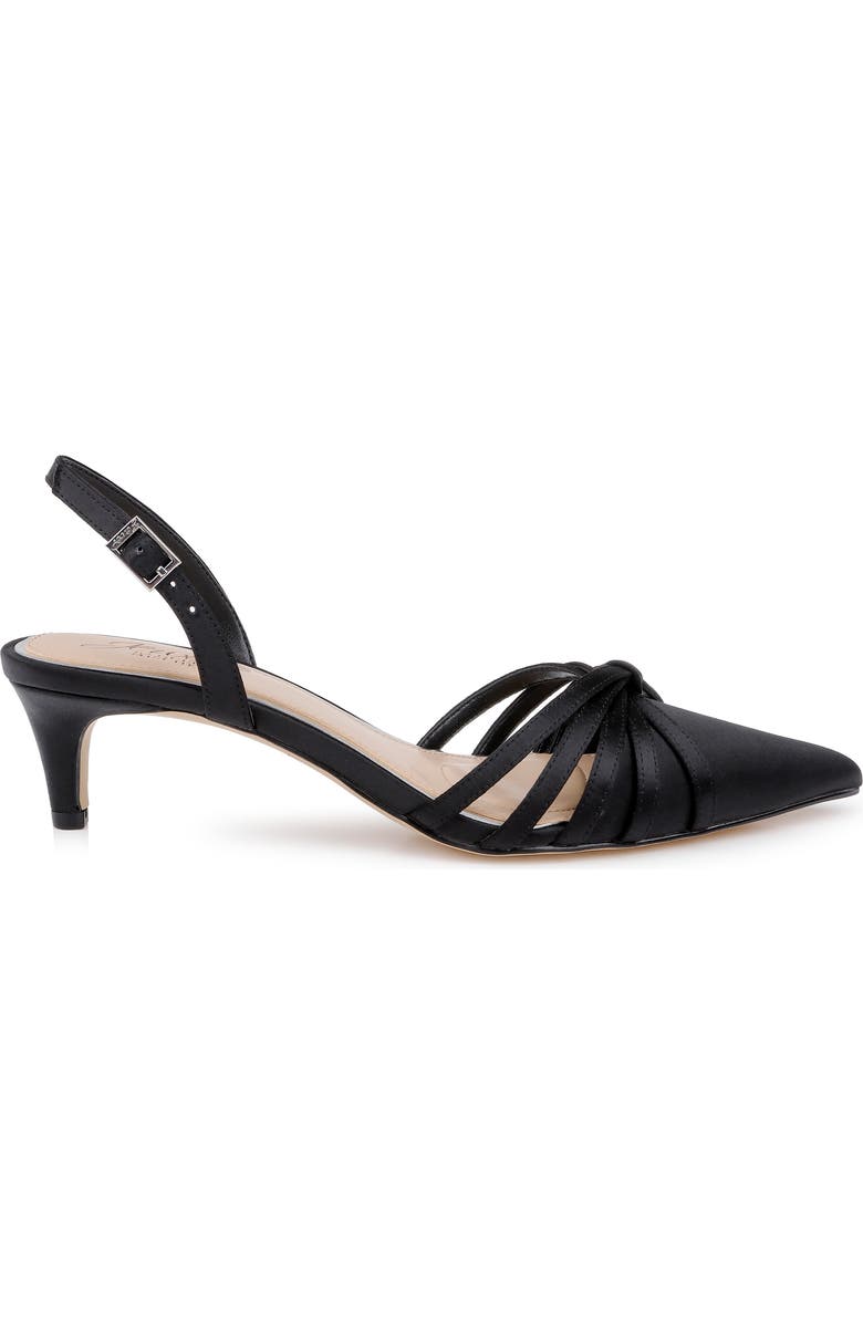 Jewel Badgley Mischka Patricia Slingback Pointed Toe Kitten Heel Pump, Alternate, color, Black Satin