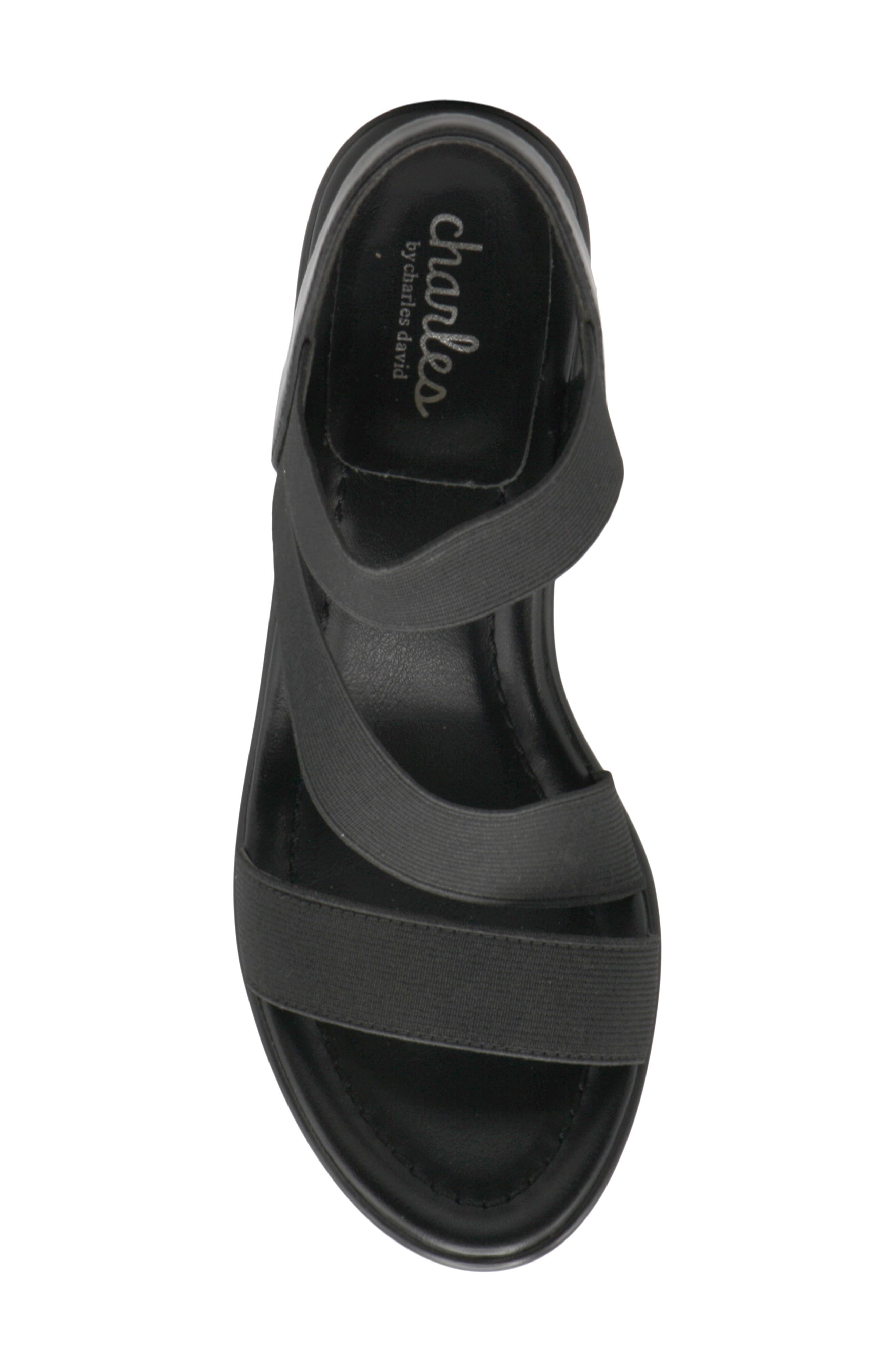 Charles David Classical Ankle Strap Platform Wedge Sandal, Alternate, color, Black