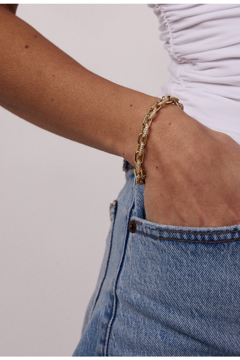Headliner Link Chain Bracelet, Alternate, color, Yellow Gold