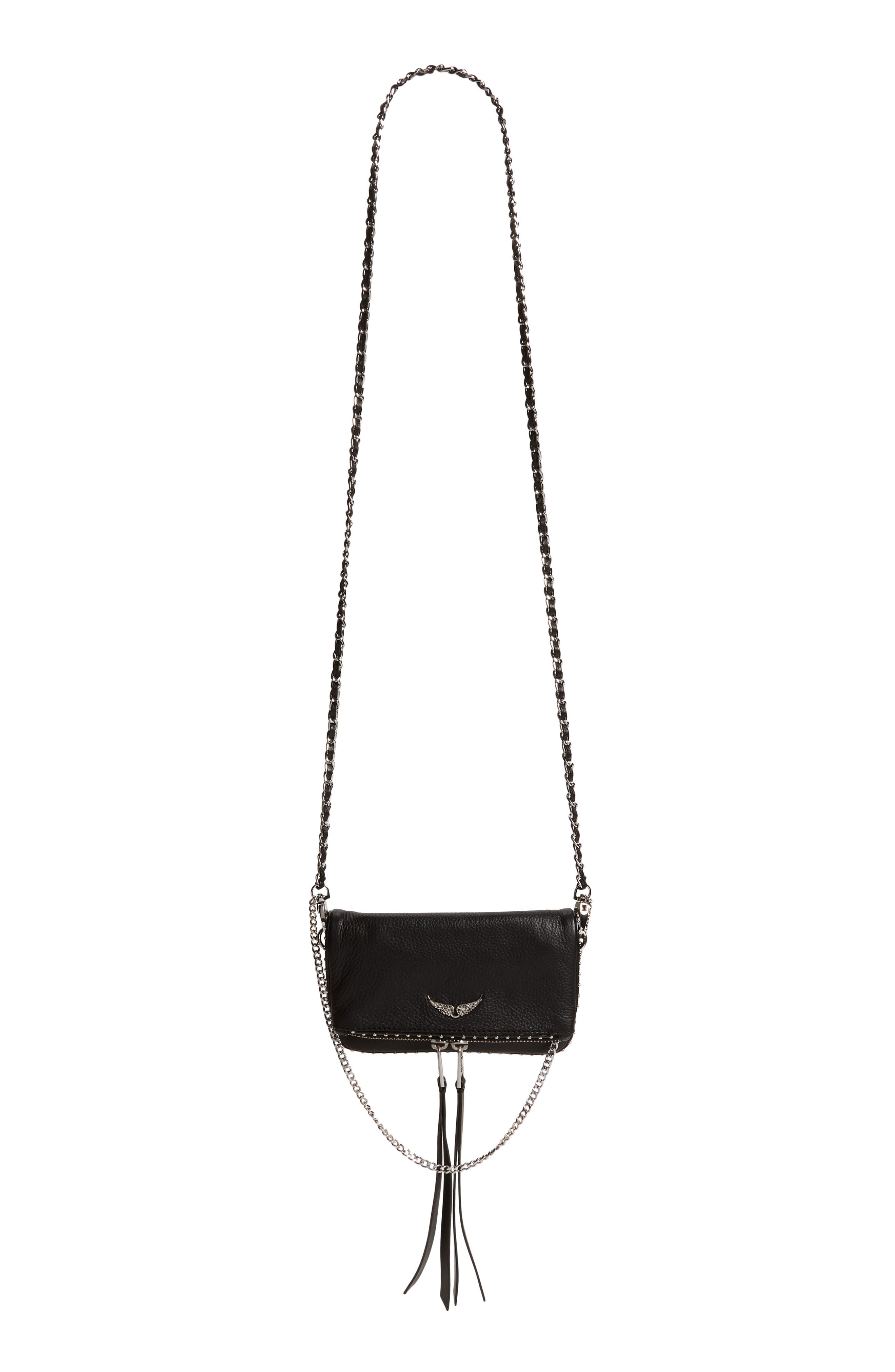 Zadig & Voltaire Rock Nano Leather Crossbody Bag, Alternate, color, 