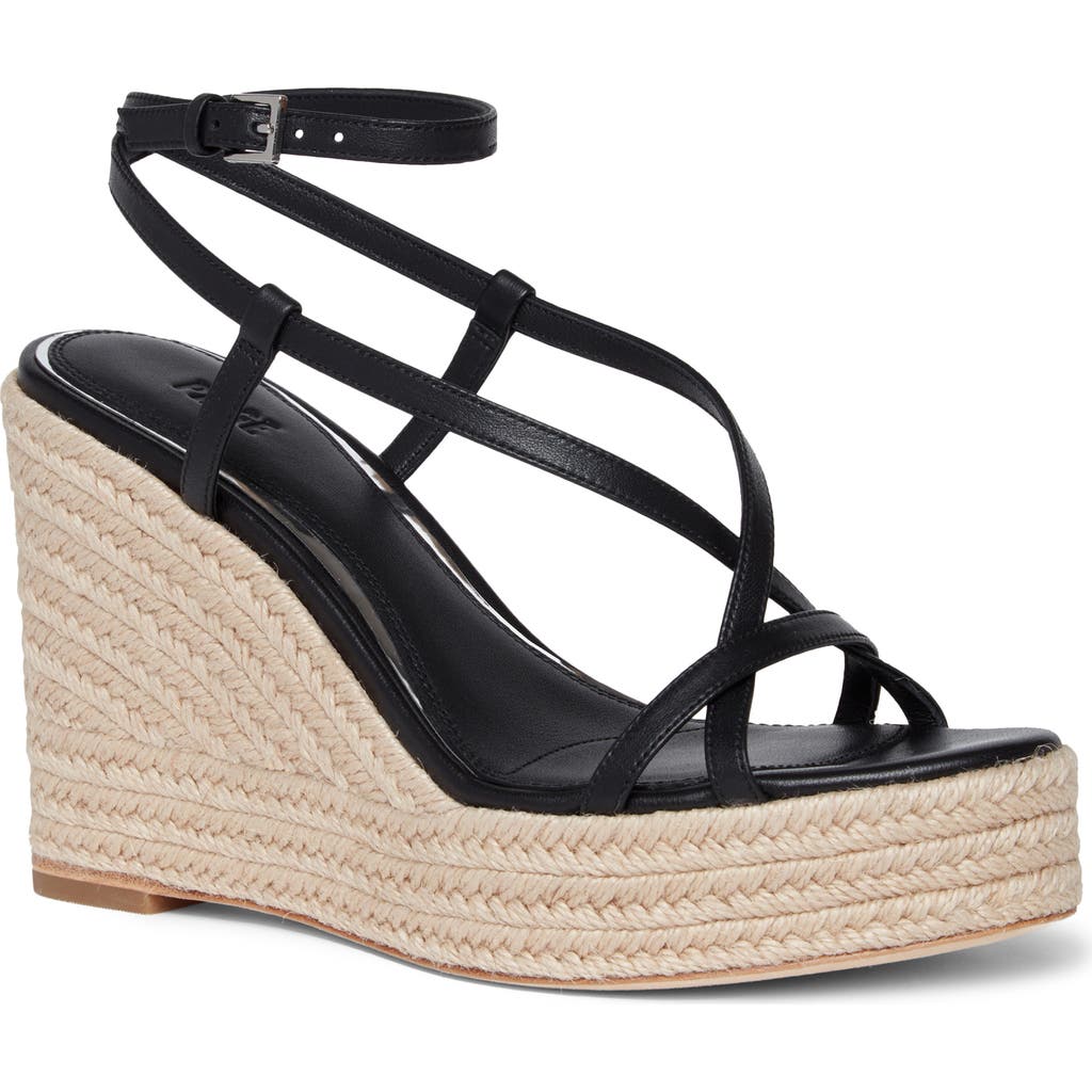 Paige Marlow Ankle Strap Espadrille Platform Wedge Sandal In Black