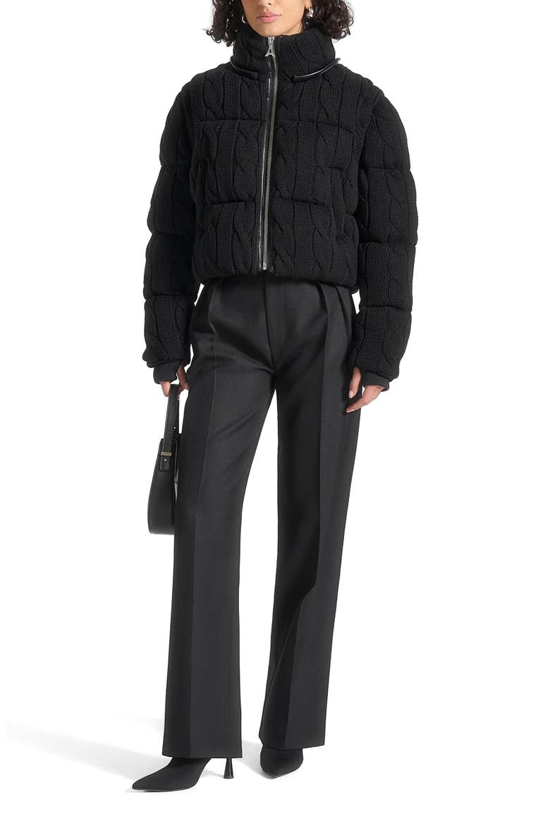 Kristina 2-in-1 Cable Knit Puffer Jacket/Gilet, Alternate, color, Black
