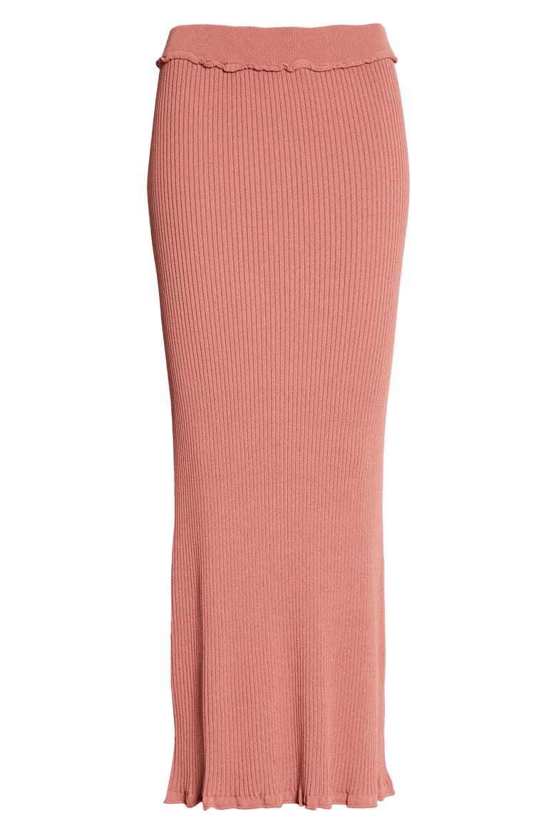 Turley Rib Ruffle Knit Skirt, Alternate, color, HAZELWOOD
