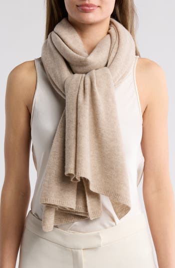 La Fiorentina Cashmere & Wool Blend Wrap In Oatmeal