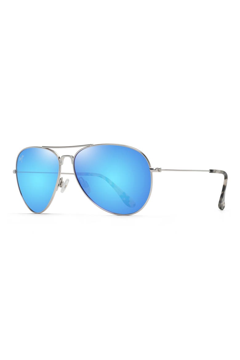 Mavericks 61mm Polarized Oversize Aviator Sunglasses, Alternate, color, SILVER/ BLUE HAWAII