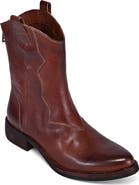 OLD TREND Vintage Genuine Leather Western Inspired Mid Shaft Boot