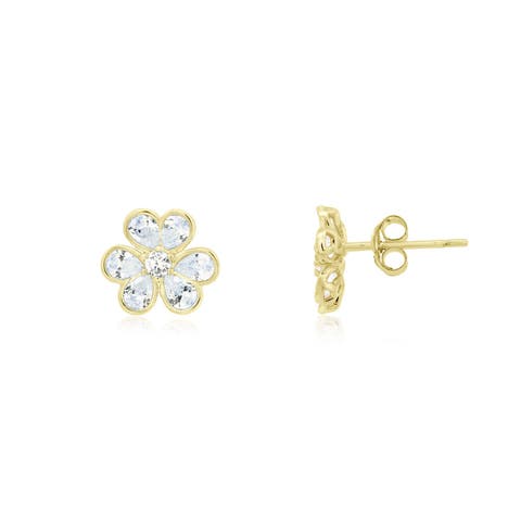 CZ Flower Stud Earrings