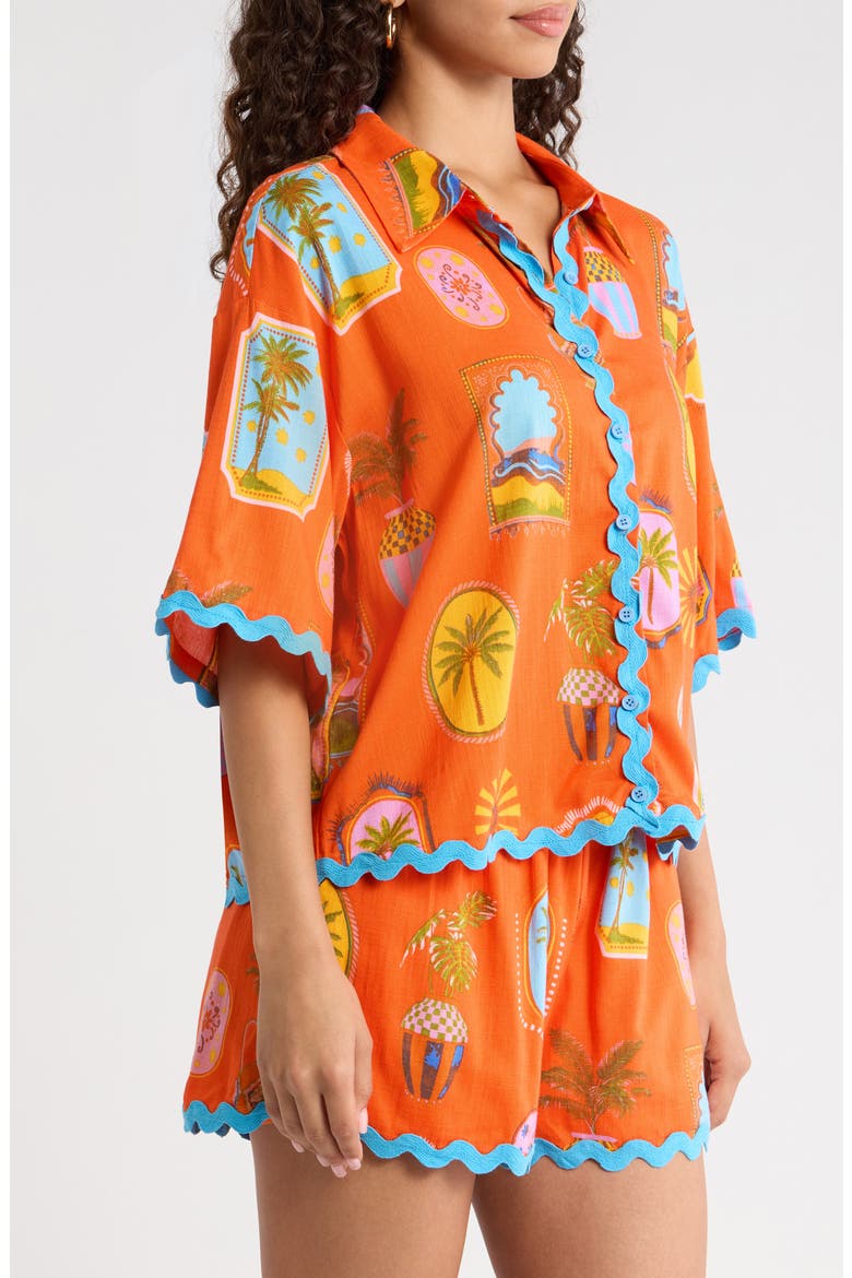 Maury Postcard Marnie Button-Up Shirt, Alternate, color, RED MULTI