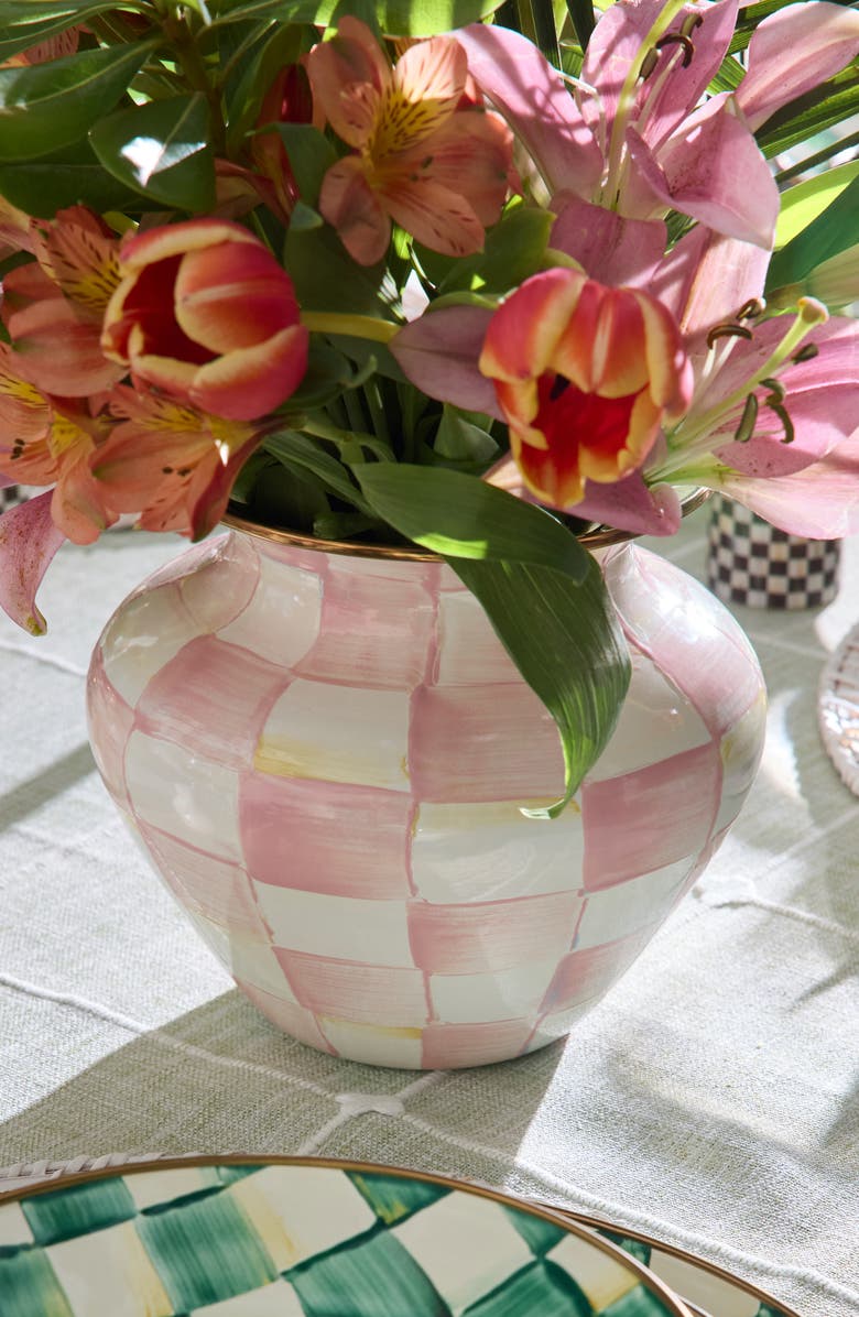MACKENZIE CHILDS Rosy Check Vase, Alternate, color, Rosy