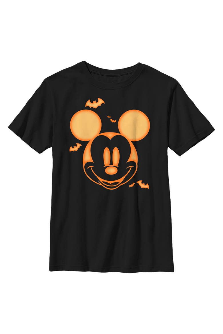 Boy's Mickey & Friends Pumpkin Halloween Face  Graphic T-Shirt, Main, color, Black