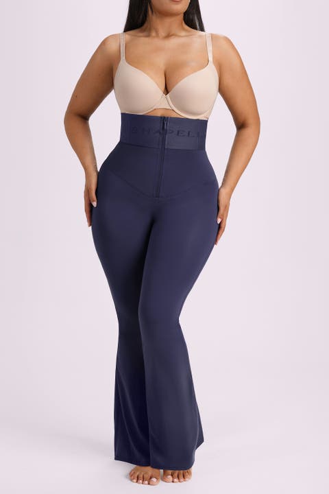 High Waist Tummy Control Front Zip Butt Lift Sculpting Flare Leggings