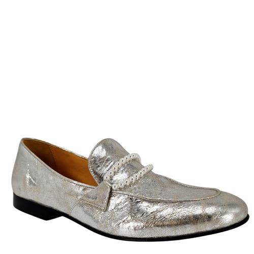 Madison Maison Pearl Flat Loafer In Silver