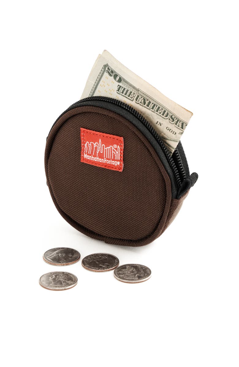 Manhattan Portage Ellington Circle Coin Purse, Alternate, color, Dark Brown
