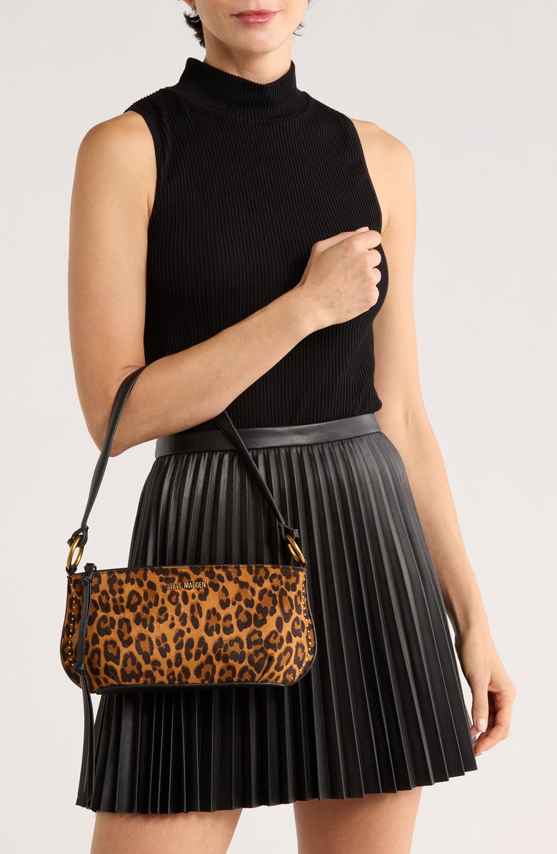 Steve Madden Stud Shoulder Bag, Alternate, color, Leopard Calfhair