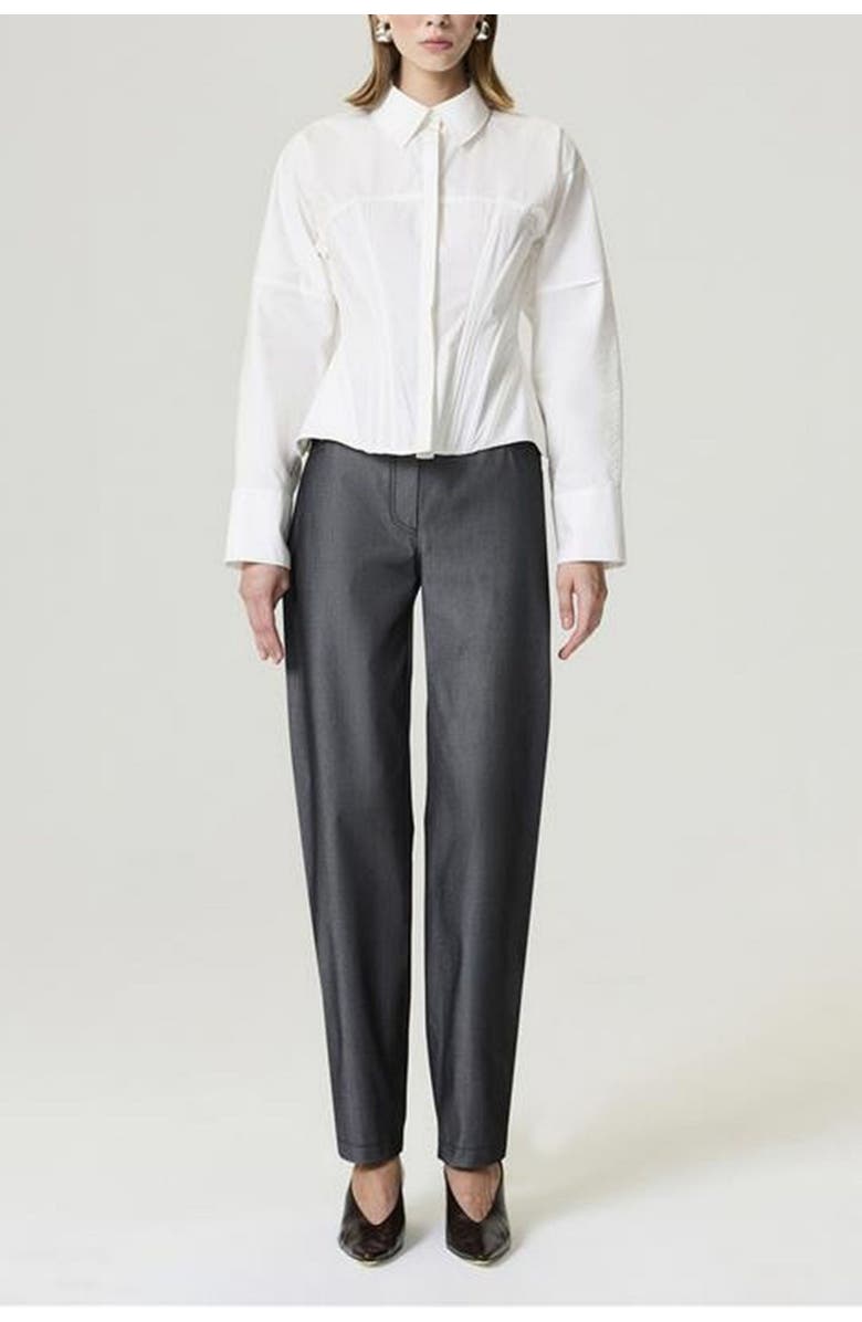 Nocturne Structured Corset-Inspired Shirt, Alternate, color, Ivory