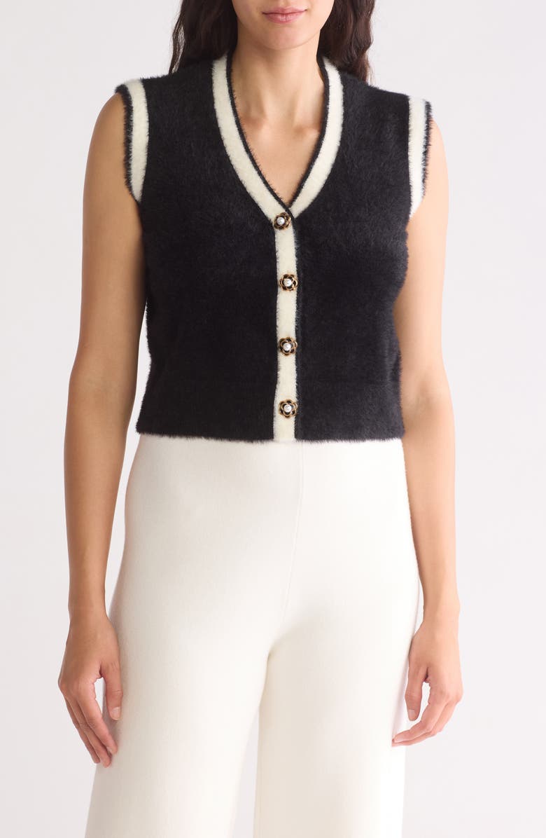 BY DESIGN Snow Eyelash Knit Vest, Main, color,