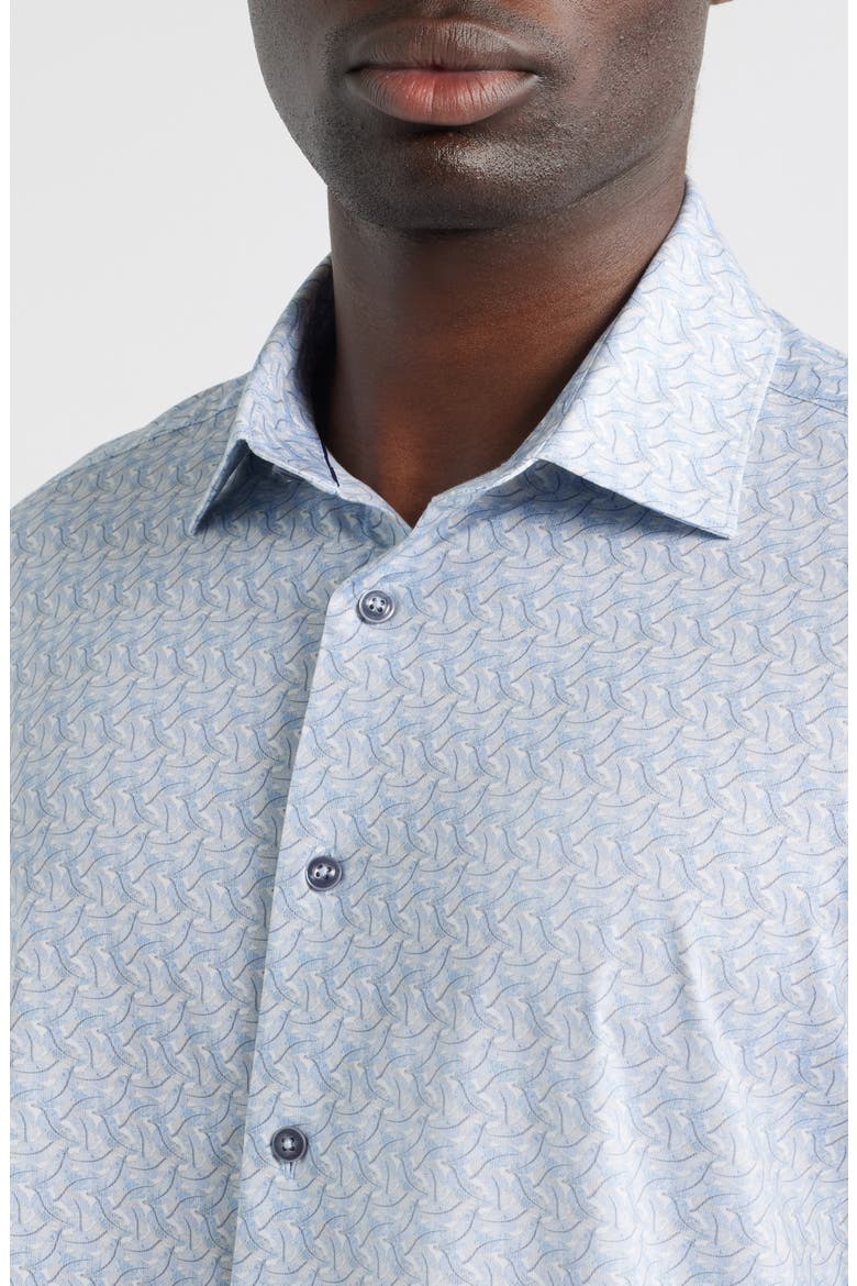 Milo OoohCotton® Abstract Print Short Sleeve Button-Up Shirt, Alternate, color, AIR BLUE