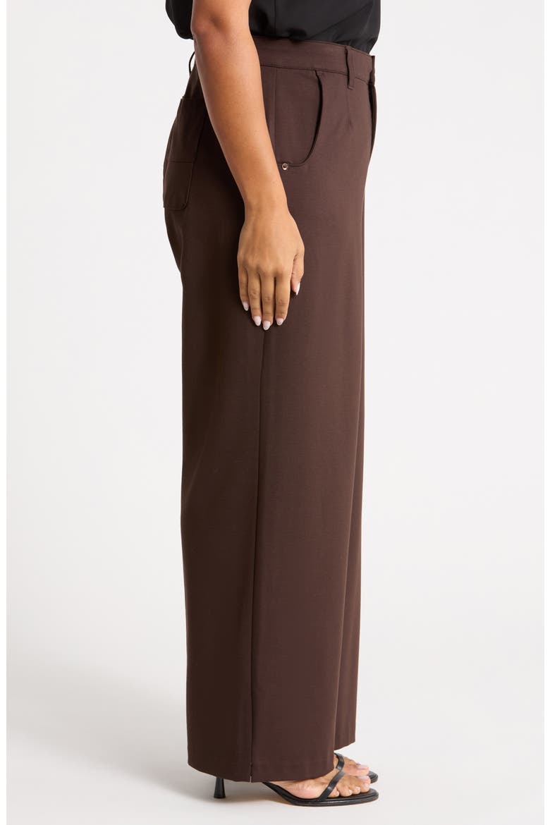 Skyrise Flat Front Wide Leg Pants, Alternate, color, BROWN