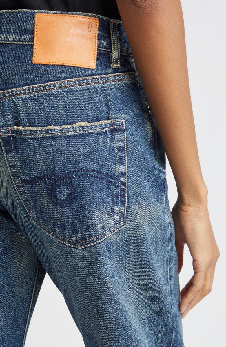 R13 Cuffed Boyfriend Jeans, Alternate, color, Adelaide Selvedge Blue