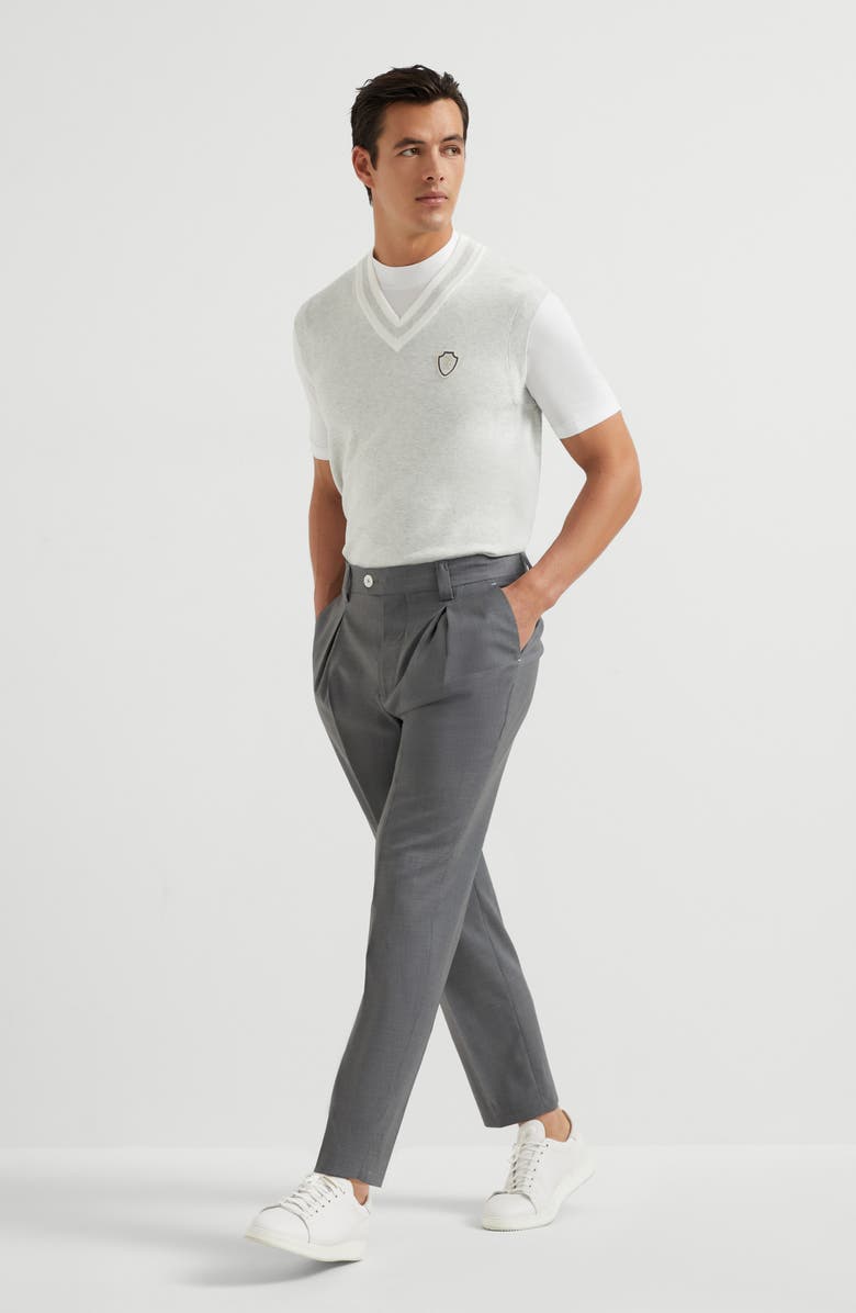 Brunello Cucinelli Piqué T-shirt with logo, Alternate, color, 