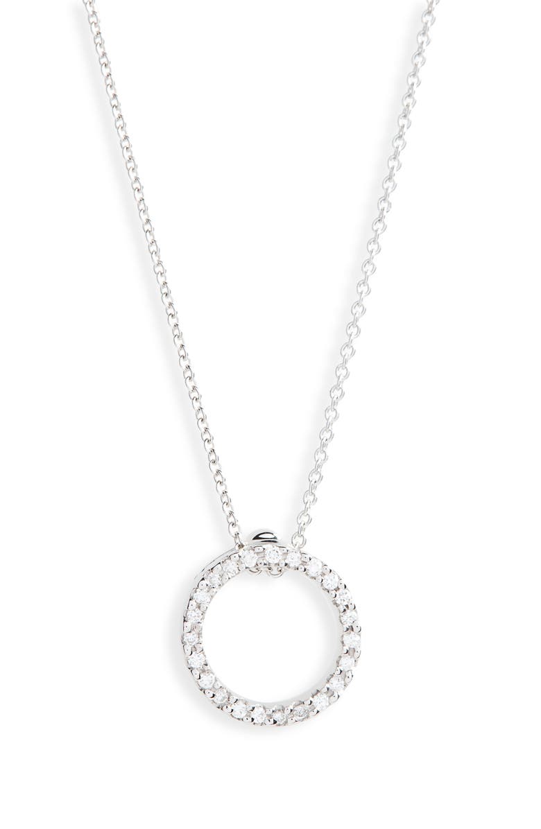Roberto Coin 'Tiny Treasures' Small Diamond Circle Pendant Necklace, Alternate, color, White Gold