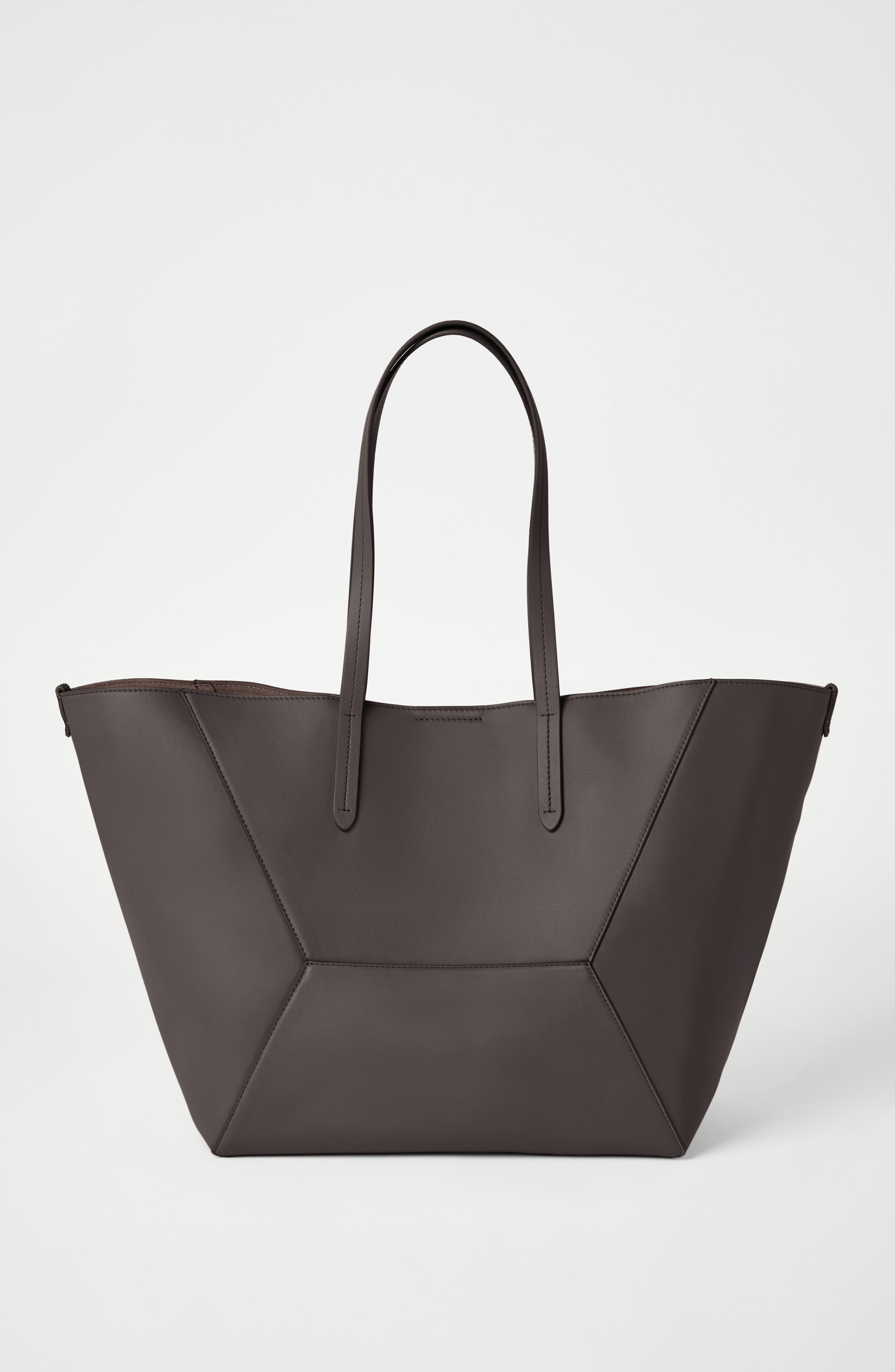 Brunello Cucinelli Calfskin BC Duo bag, Alternate, color, Dark Mahogany