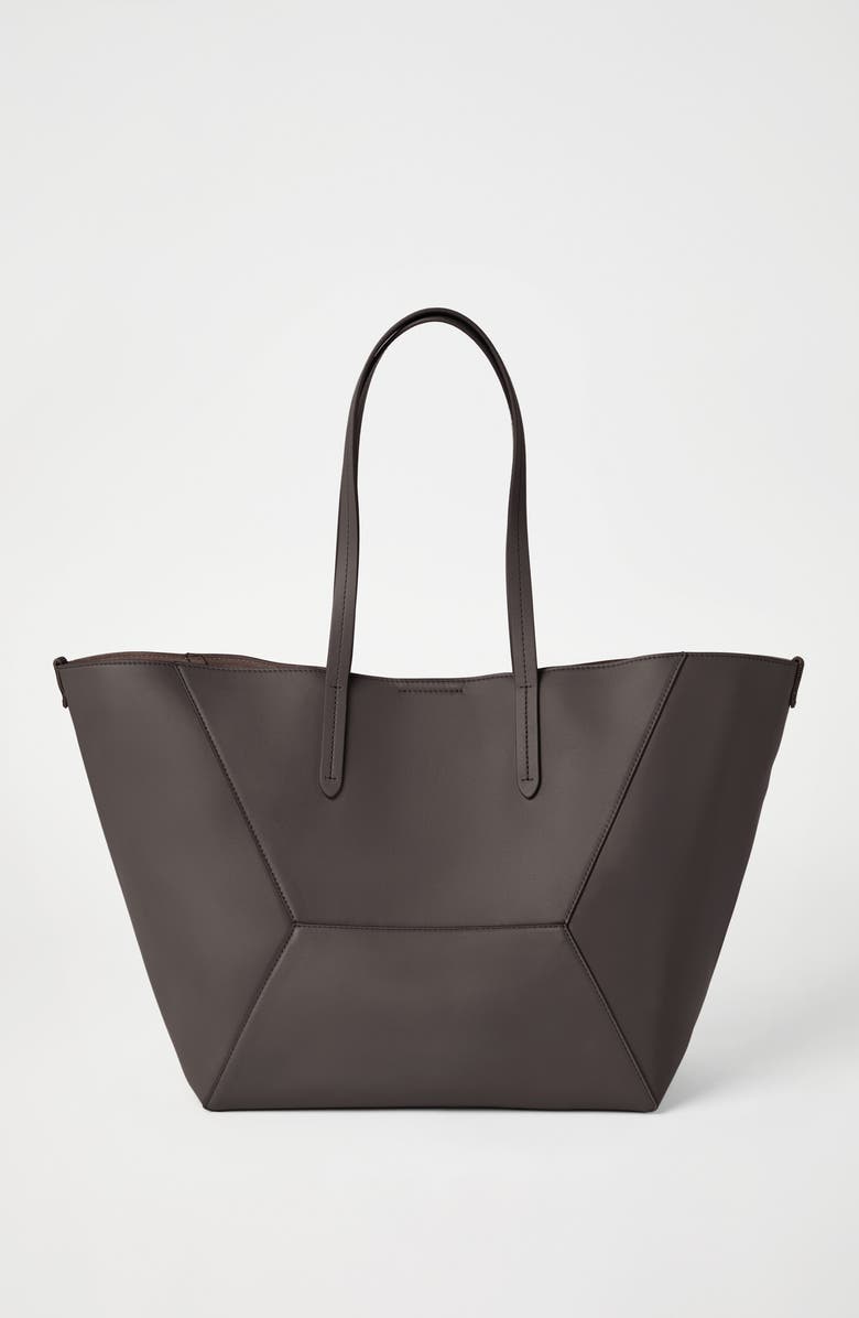 Brunello Cucinelli Calfskin BC Duo bag, Alternate, color, Dark Mahogany