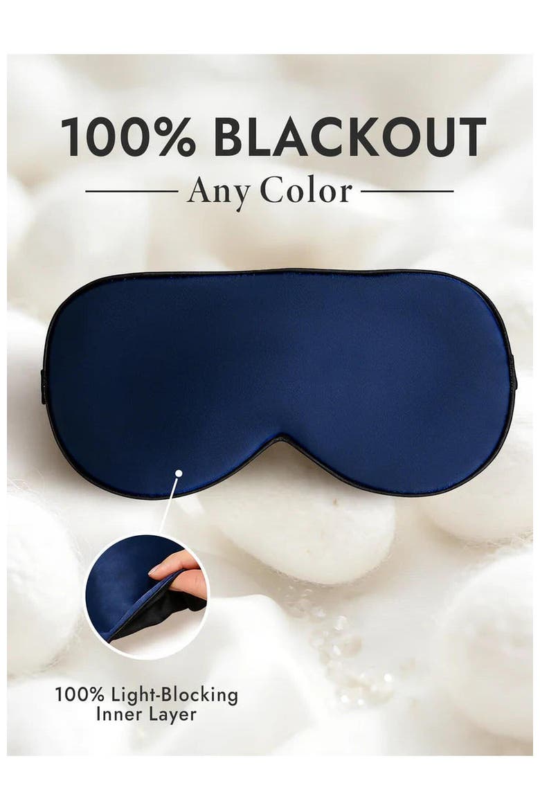 Pure Silk Elastic Band Sleep Eye Mask, Alternate, color, DarkBlue