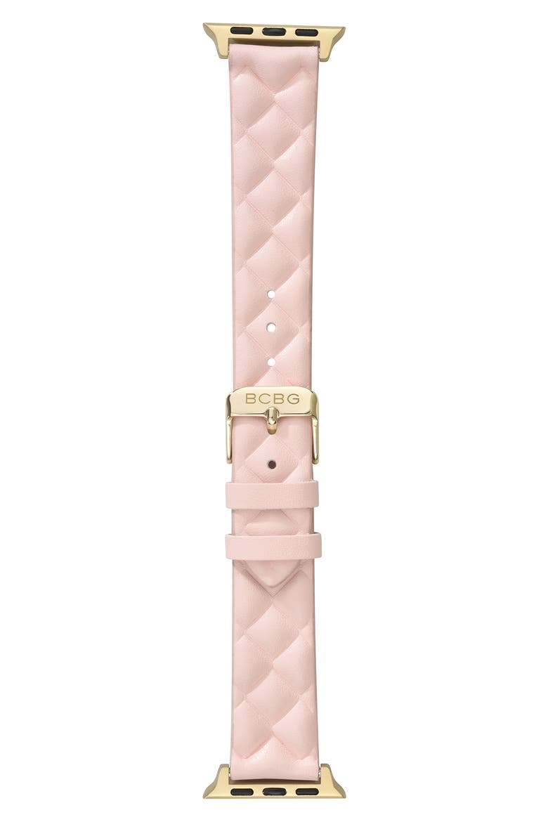 Quilted Faux Leather Watch Band, Main, color, PINK