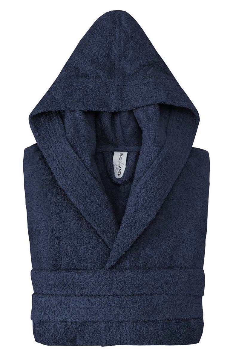 DePera Hooded Turkish Cotton Bathrobe, Main, color, Navy