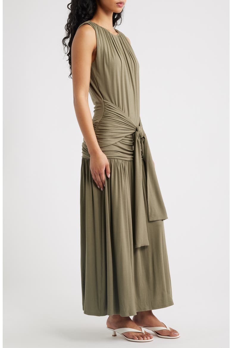 Nua Tie Front Knit Maxi Dress, Alternate, color, GREEN