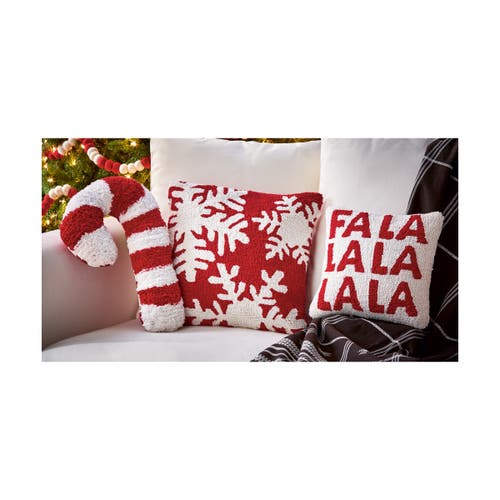 Tag Christmas Red White Candy Cane Shaped Cotton Throw Pillow In Multi