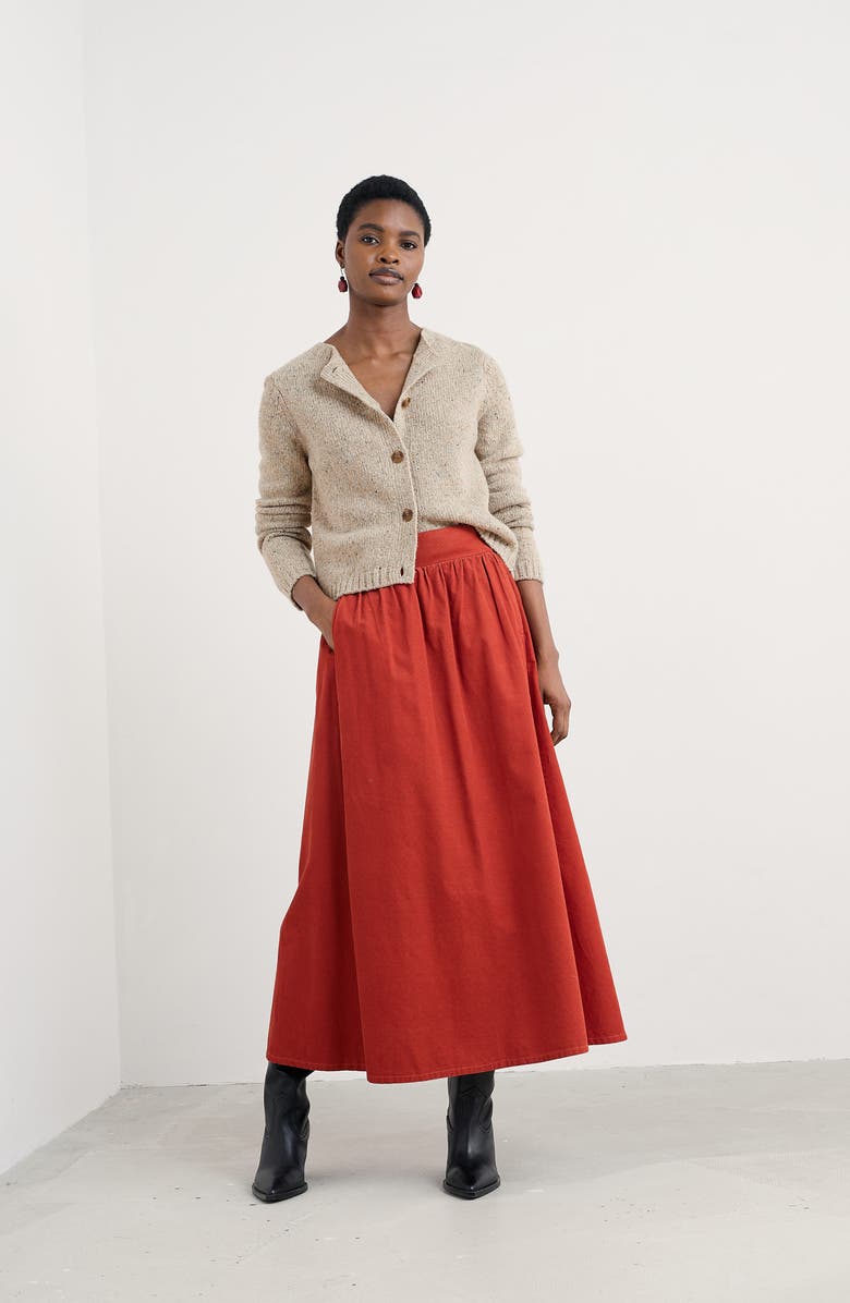 Seasalt Cornwall Mevagissey Organic Cotton Midi Skirt, Alternate, color, Dark Cinnamon