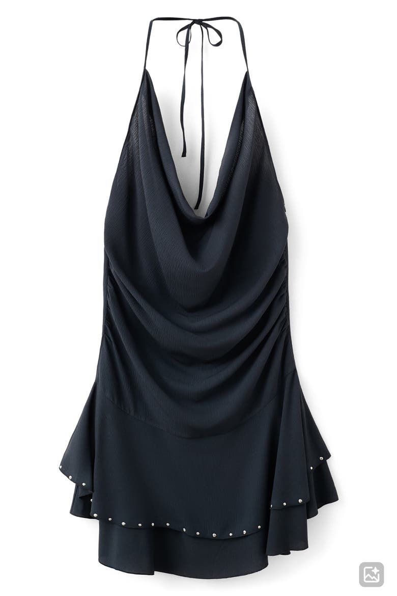 Draped Halter Minidress, Alternate, color, CHARCOAL
