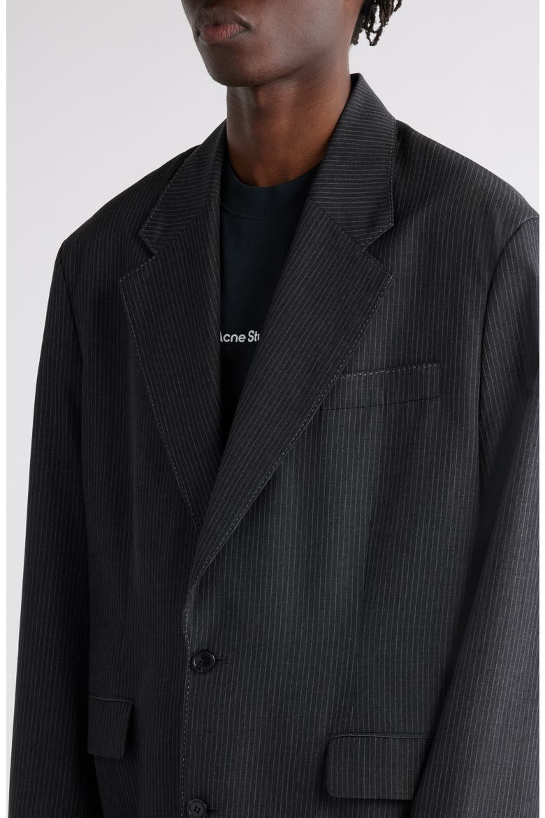 Pinstripe Relaxed Fit Blazer, Alternate, color, ANTHRACITE GREY