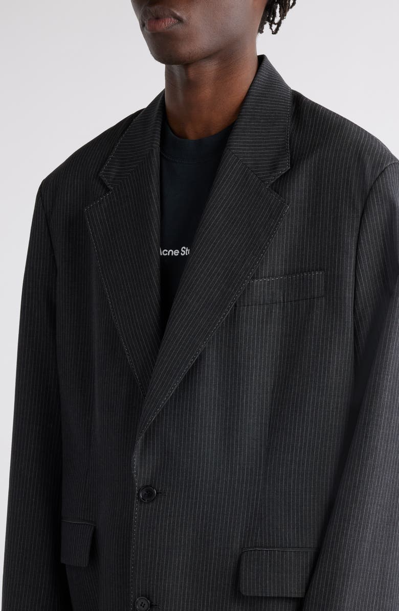 Acne Studios Pinstripe Relaxed Fit Blazer, Alternate, color, Anthracite Grey
