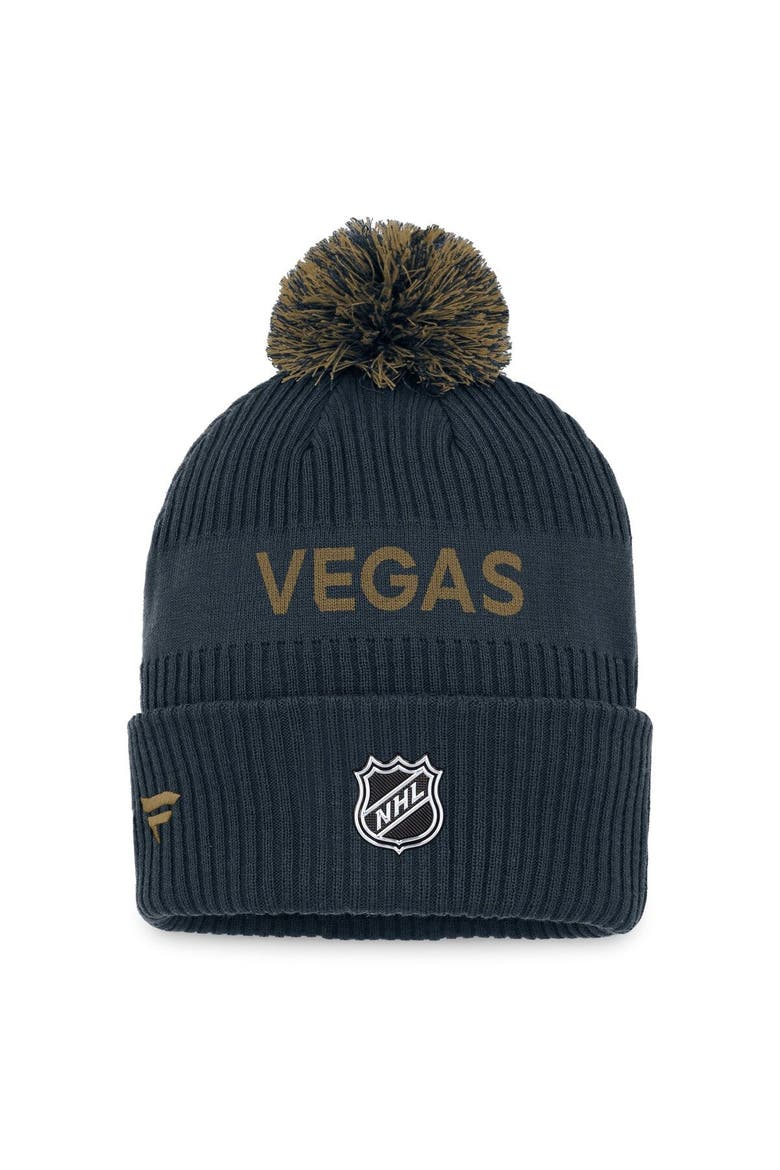 Men's Fanatics Branded Gray/Gold Vegas Golden Knights 2022 NHL Draft Authentic Pro Cuffed Knit Hat with Pom, Alternate, color, Gray