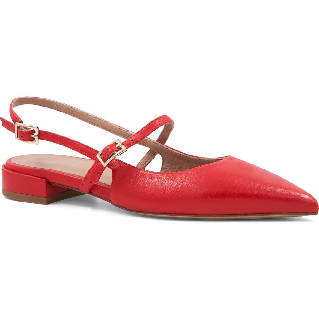 Bruno Magli Martina Slingback Mary Jane Pointed Toe Flat In Red