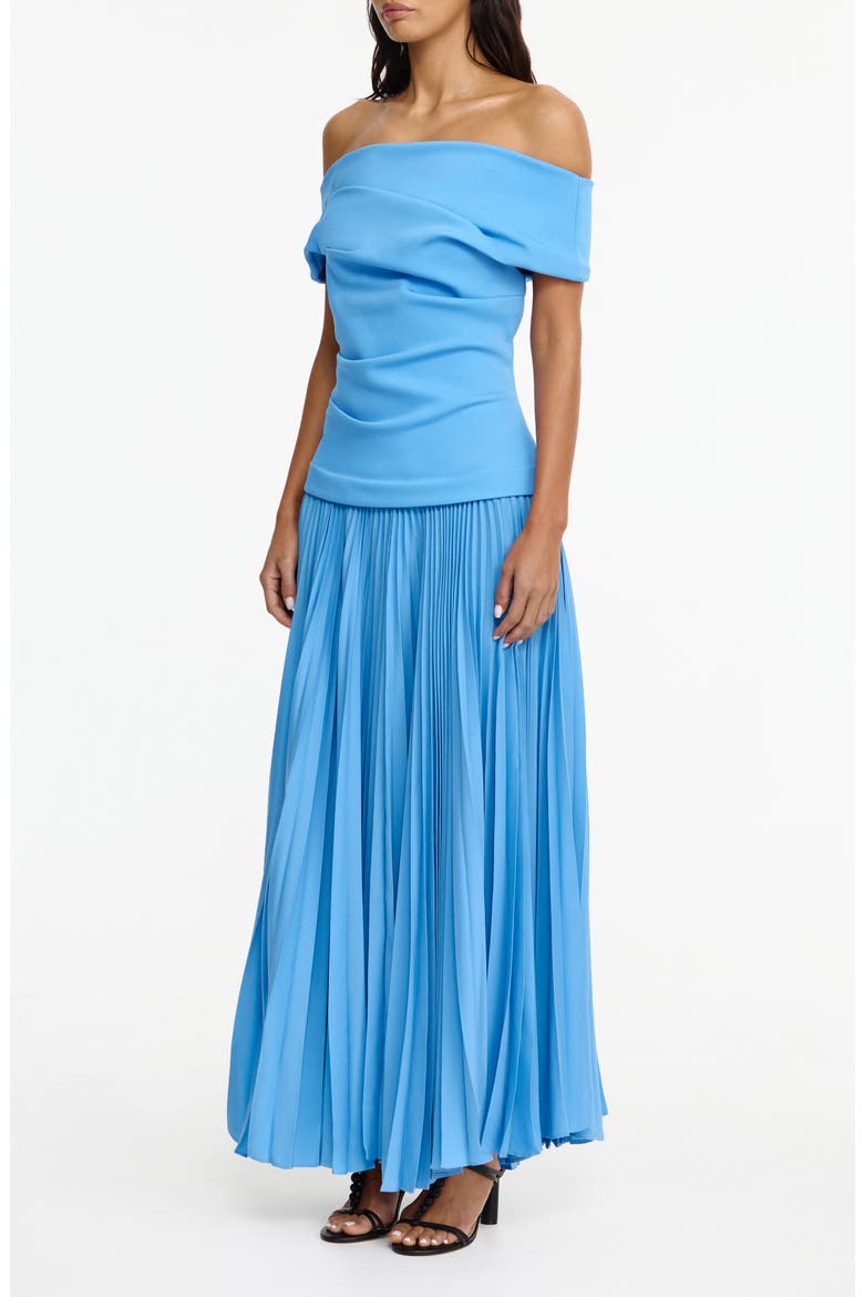 Haileypark Gathered Pleated Off the Shoulder Gown, Alternate, color, ALT BLUE
