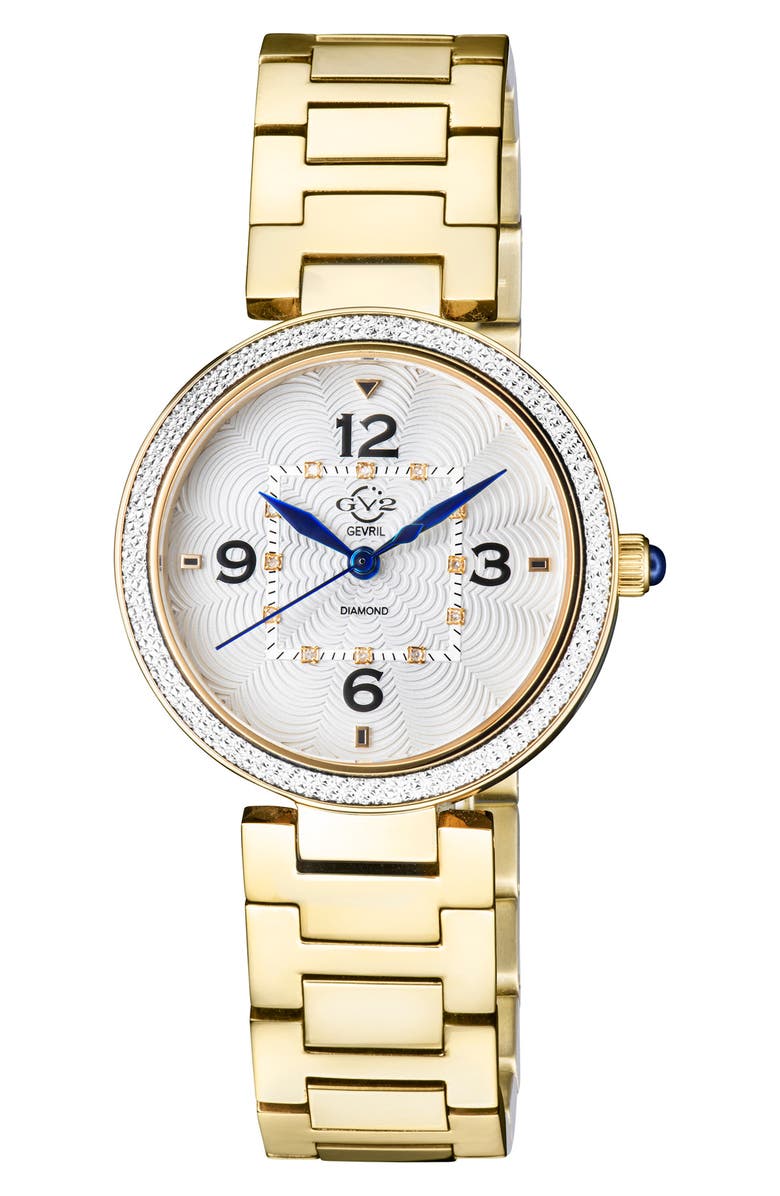 GV2 Women's Piemont Diamond Dial Bracelet Watch, 36mm, Main, color, Gold