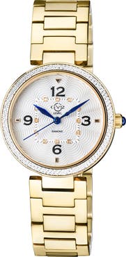 GV2 Women's Piemont Diamond Dial Bracelet Watch, 36mm