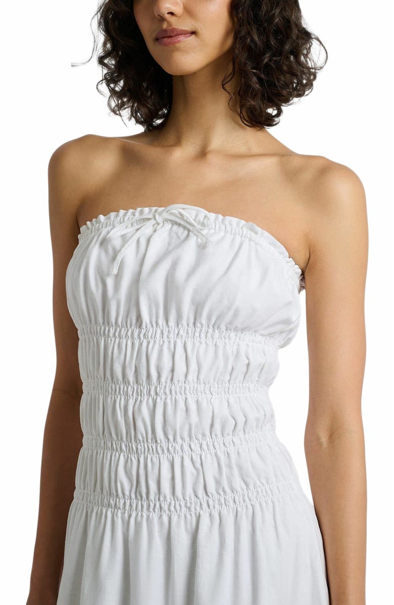 Onia Air Linen Smocked Maxi Dress, Alternate, color, White