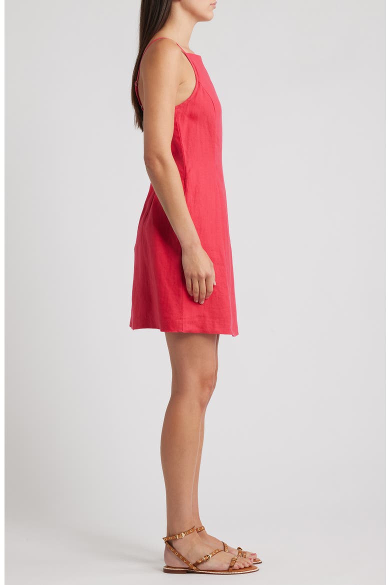 High Neck Sleeveless Linen Minidress, Alternate, color, WATERMELON