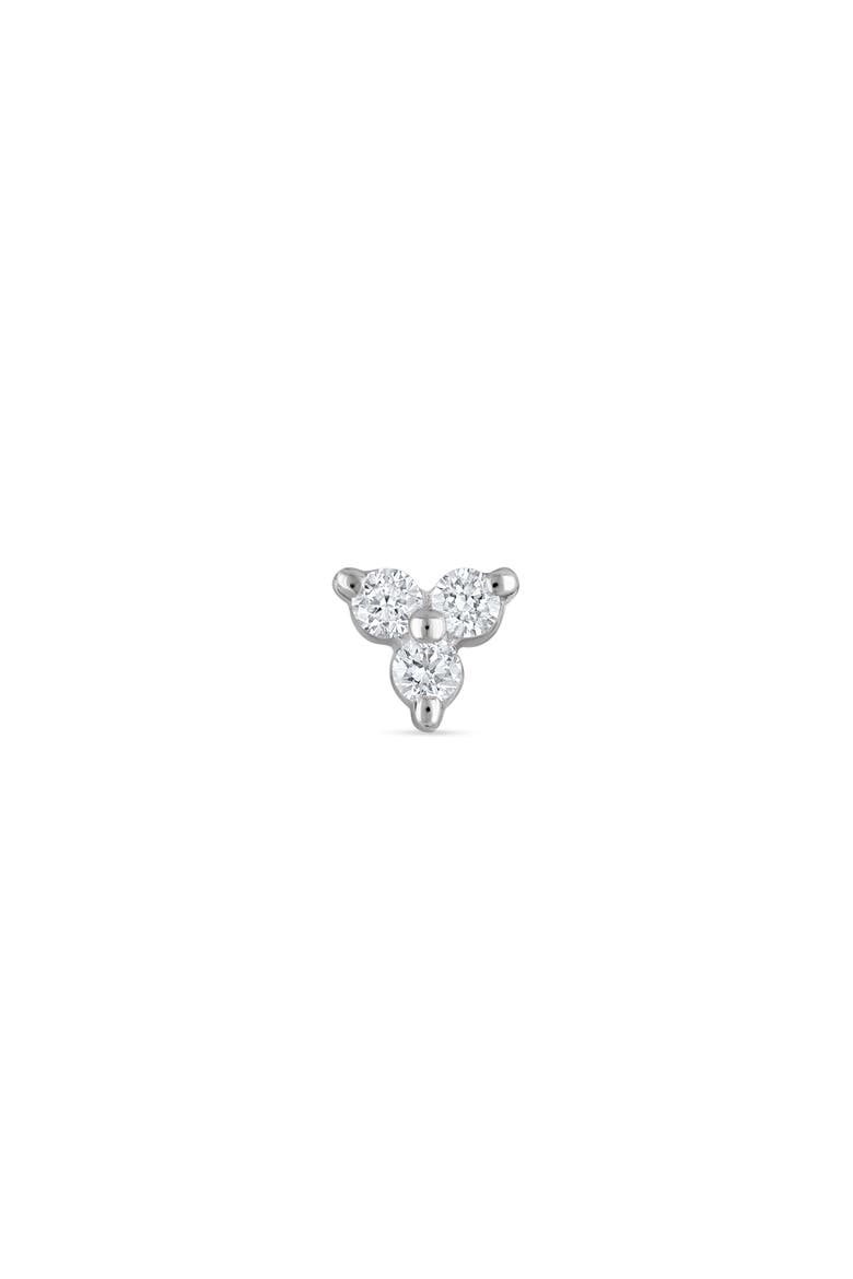 Diamond Trinity Threaded Stud Earring, Alternate, color, WHITE GOLD