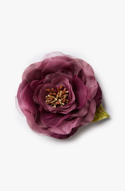 The Mauve Open Rose Floral Brooch