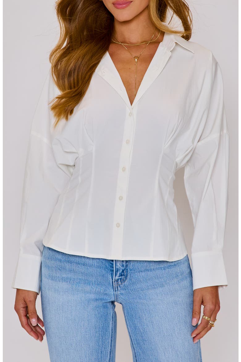 Presley Cotton O-Ring Accent Belted Button-Up Shirt, Main, color, WHITE