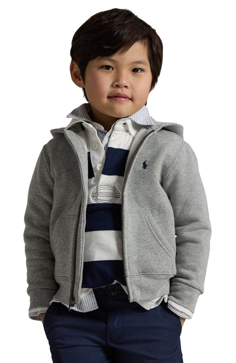 Polo Ralph Lauren Kids' Full Zip Fleece Hoodie, Alternate, color, Dark Sport Heather